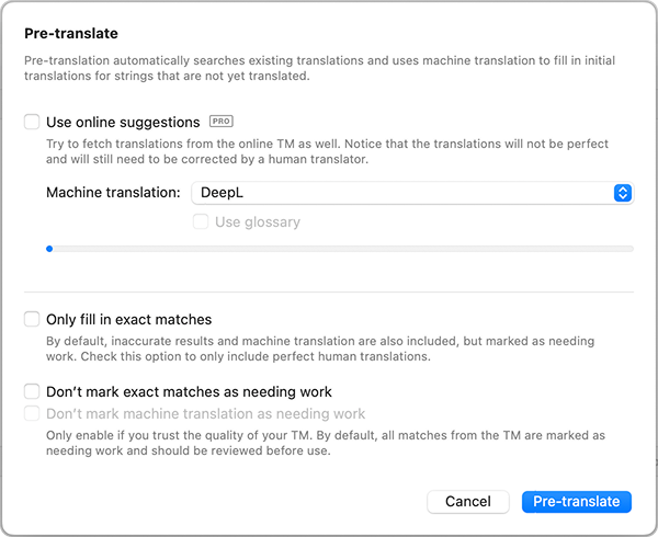 pre-translate window